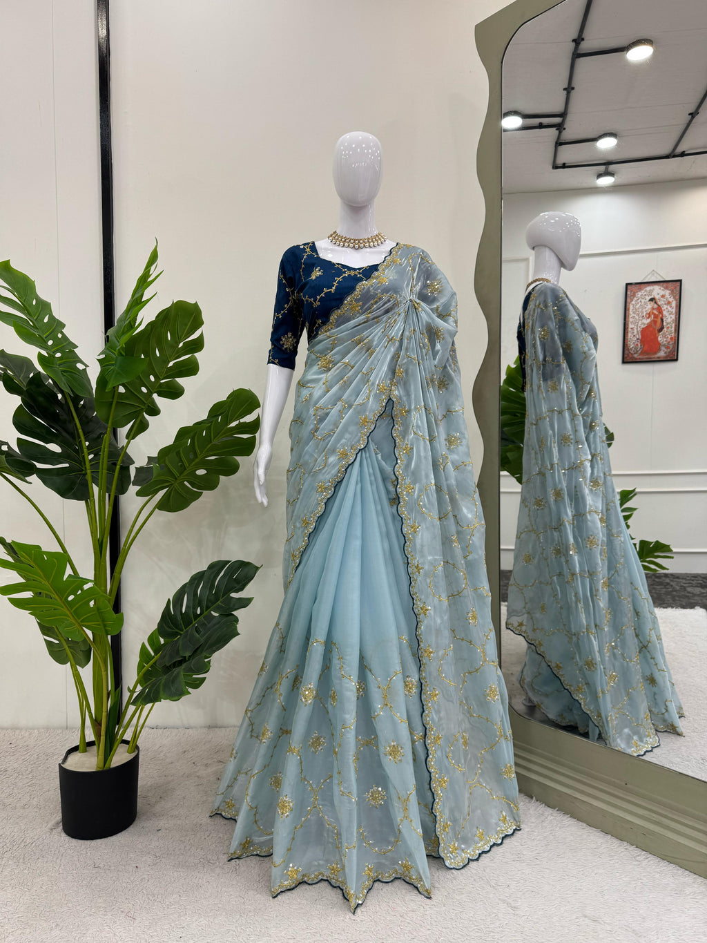 Heavy Zimmy Choo Designer Saree with Thread & Sequin Work