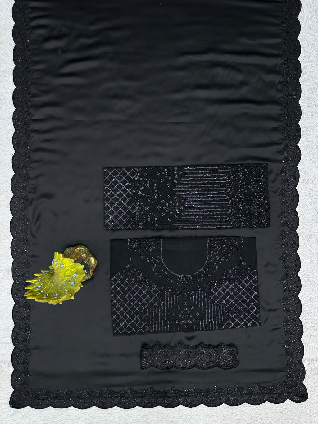 Designer Satin Silk Saree with Thread & Sequin Work Blouse & Belt