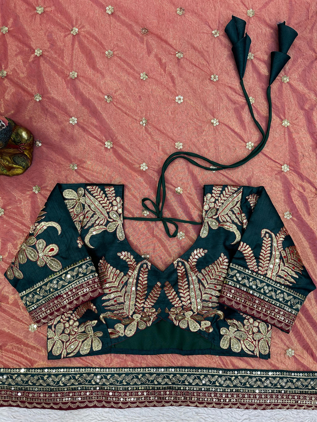 Elegant Sequin Glamour Designer Jimmy Choo Saree with Embroidered Banglory Silk Blouse
