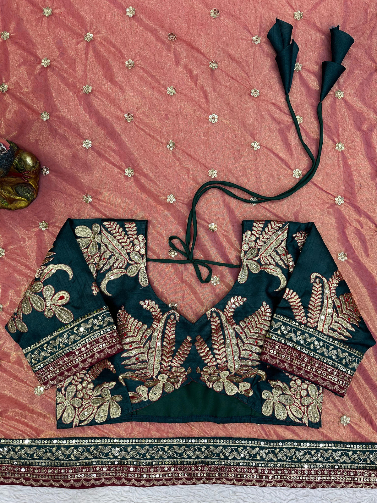 Elegant Sequin Glamour Designer Jimmy Choo Saree with Embroidered Banglory Silk Blouse