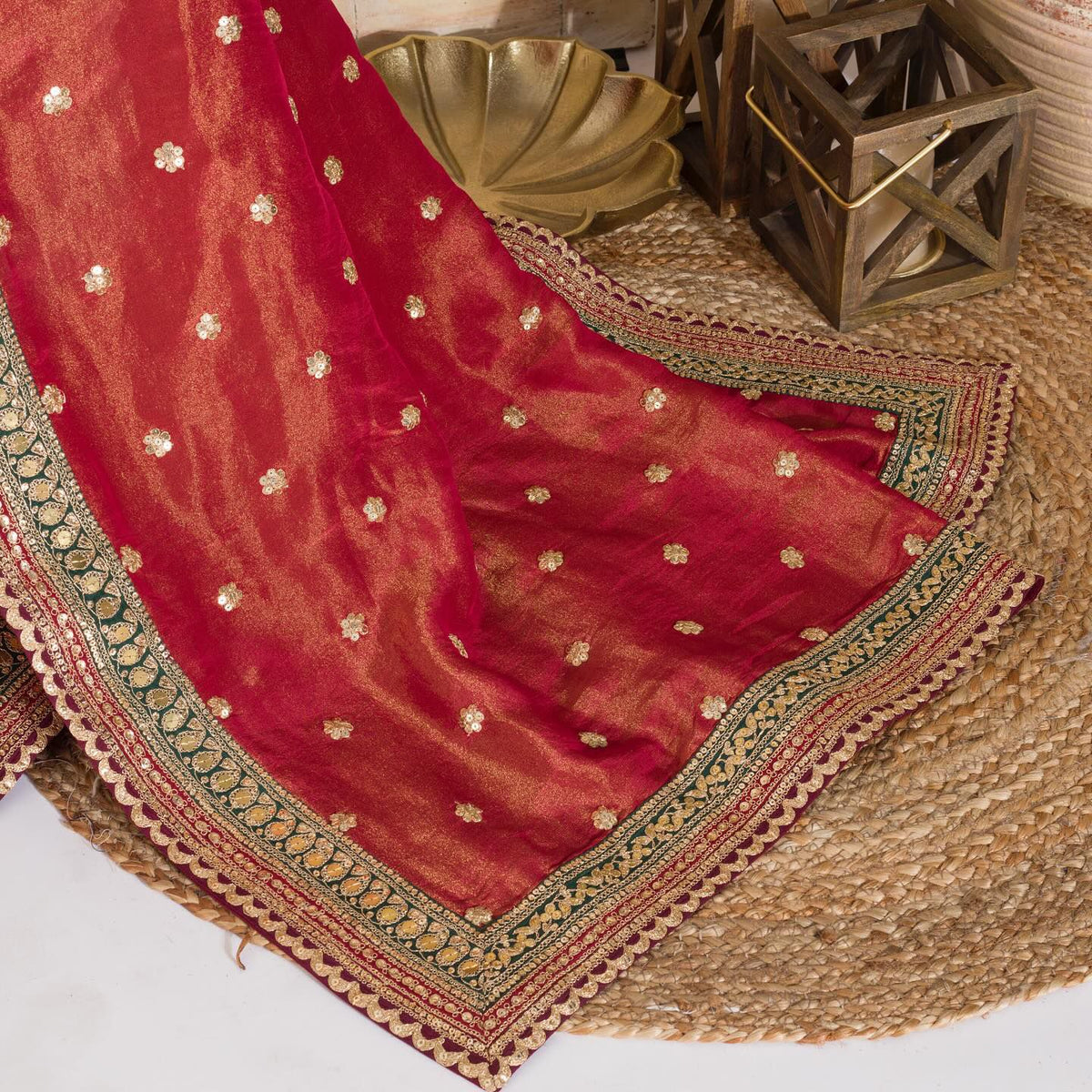 Jimmy Choo Designer Saree with Thread & Sequin Work and Mono Banglory Blouse