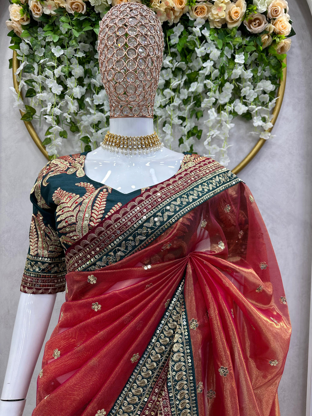 Elegant Sequin Glamour Designer Jimmy Choo Saree with Embroidered Banglory Silk Blouse