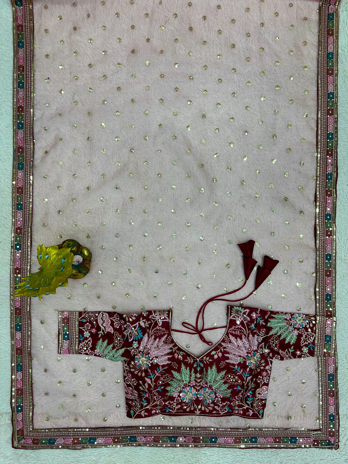 Royal Organza Elegance – Heavy Organza Silk Saree with Thread & Sequin Work and Banglory Silk Blouse