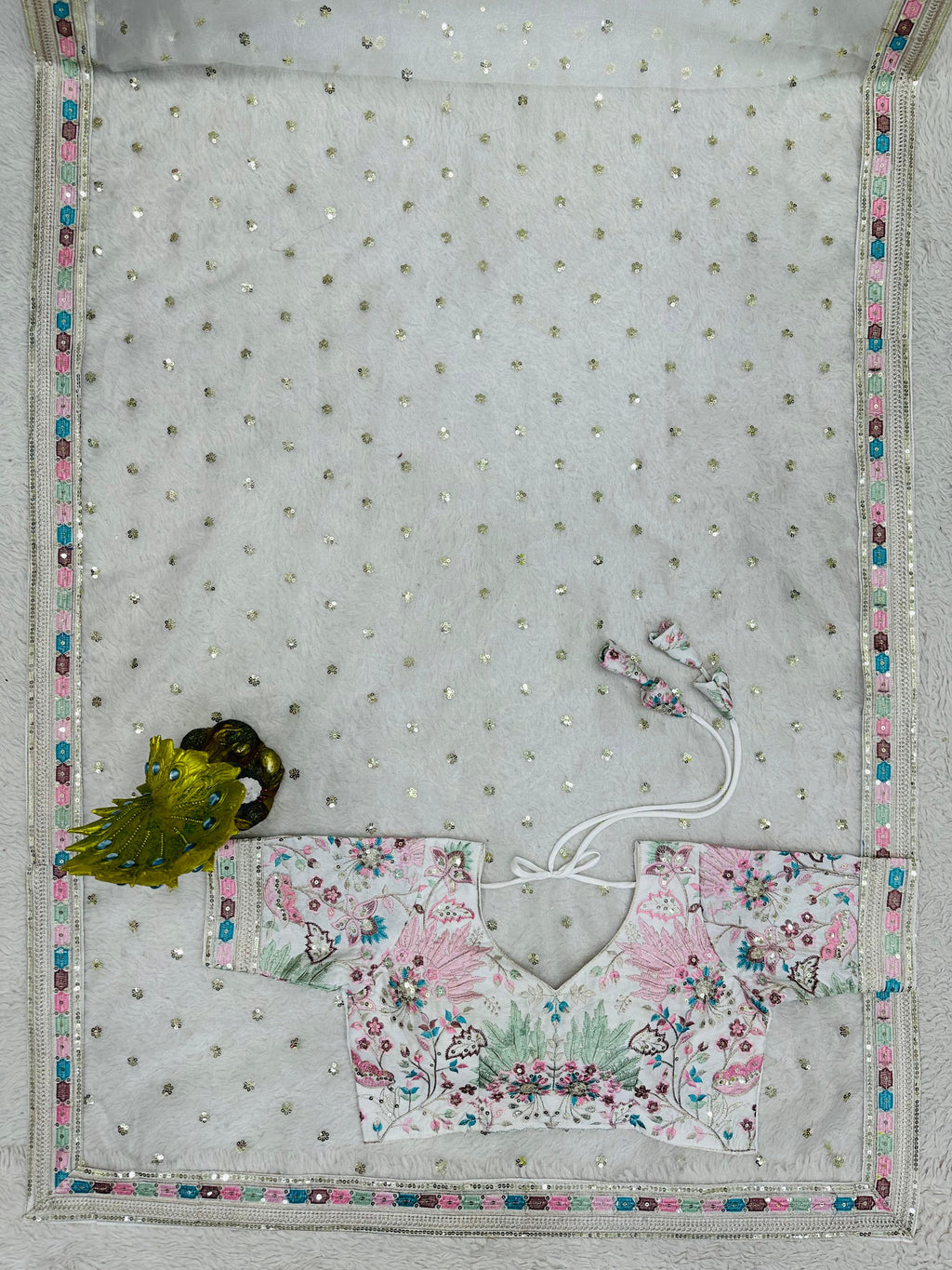 Royal Organza Elegance – Heavy Organza Silk Saree with Thread & Sequin Work and Banglory Silk Blouse