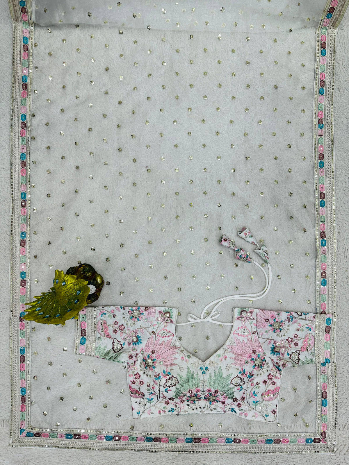 Royal Organza Elegance – Heavy Organza Silk Saree with Thread & Sequin Work and Banglory Silk Blouse