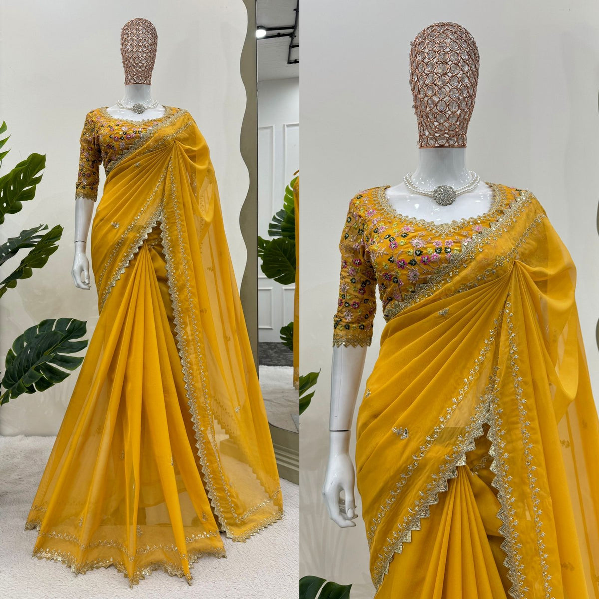 Tibby Silk Designer Saree with Thread & Sequin Work and Fancy Lace