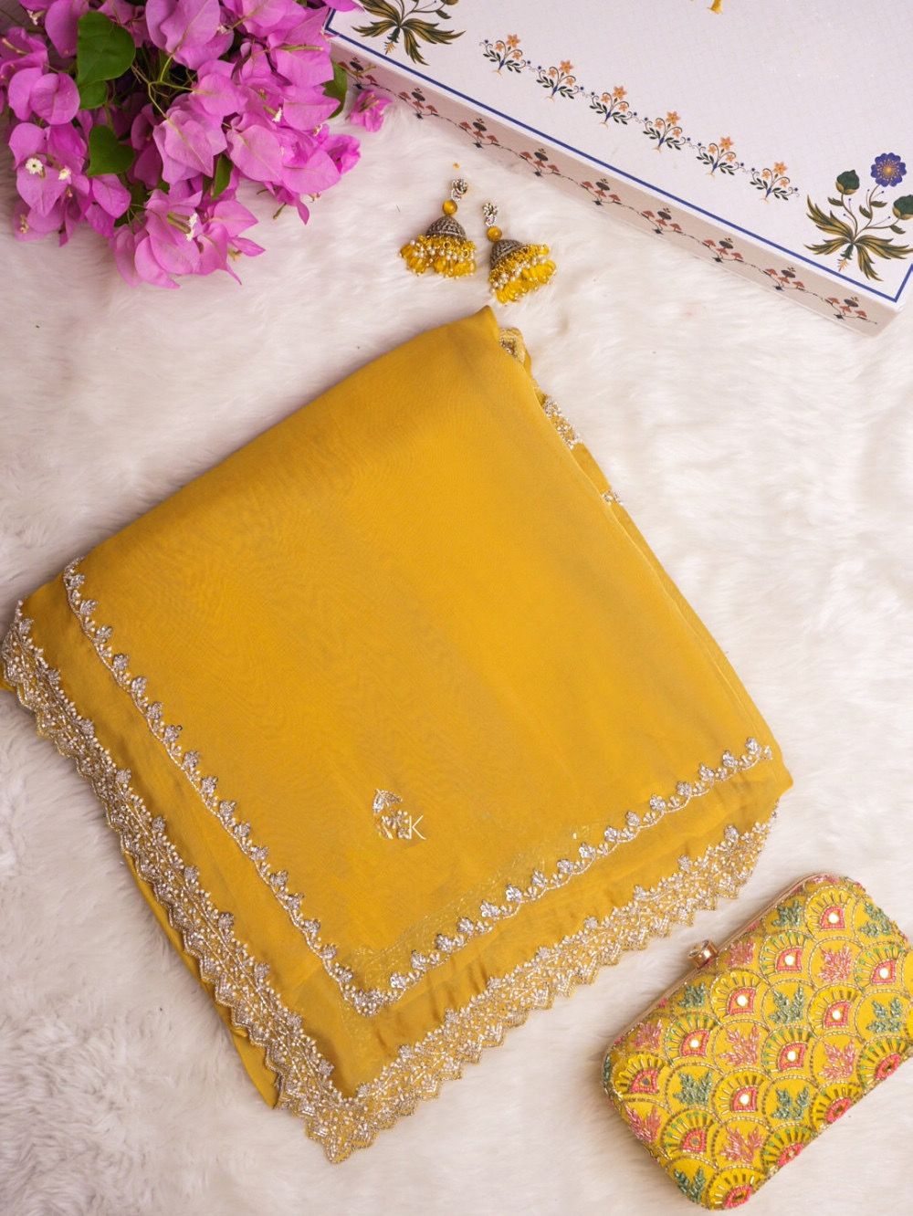 Tibby Silk Designer Saree with Thread & Sequin Work and Fancy Lace