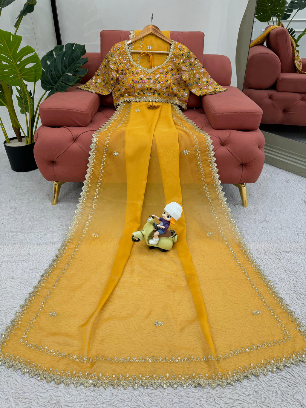 Tibby Silk Designer Saree with Thread & Sequin Work and Fancy Lace