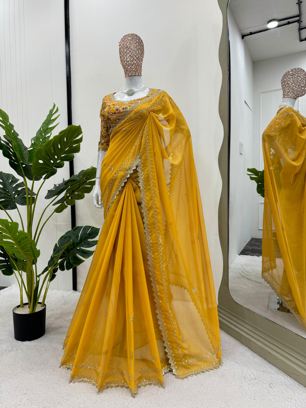 Tibby Silk Designer Saree with Thread & Sequin Work and Fancy Lace