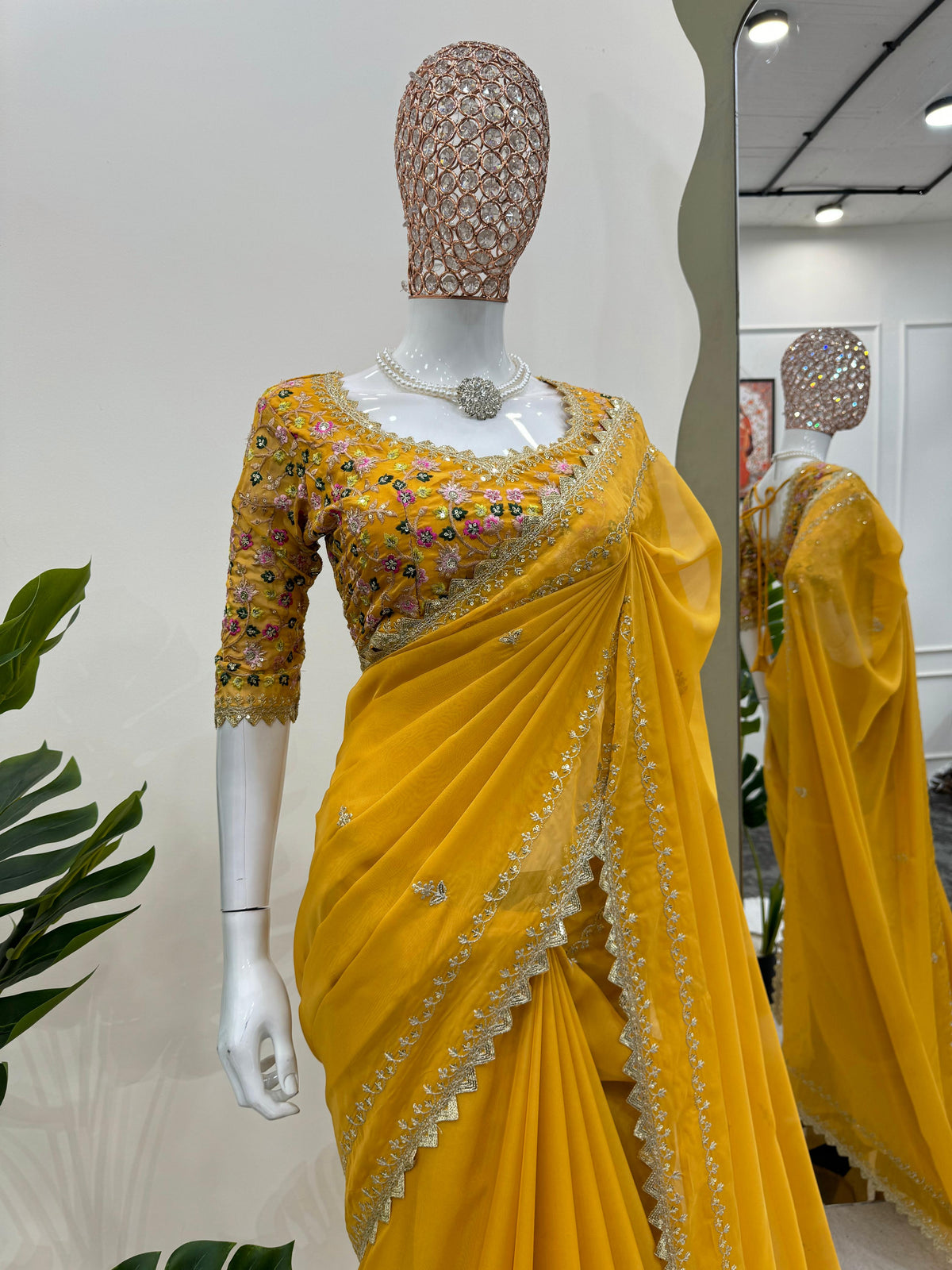 Tibby Silk Designer Saree with Thread & Sequin Work and Fancy Lace