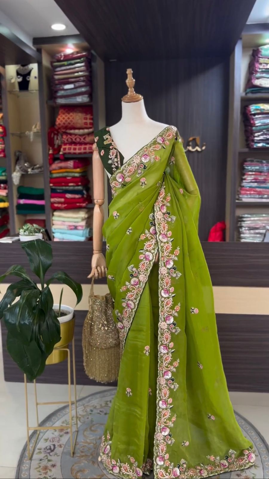 Royal Shimmer Designer Jimmy Choo Silk Saree with Thread & Sequin Work and Tibby Silk Blouse