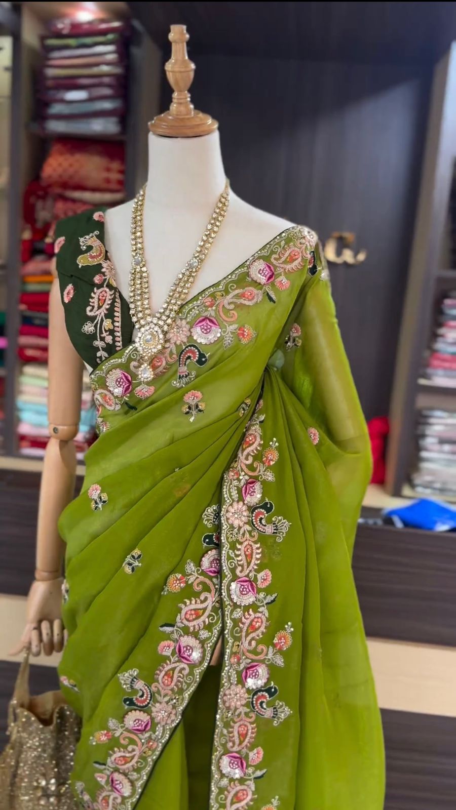 Royal Shimmer Designer Jimmy Choo Silk Saree with Thread & Sequin Work and Tibby Silk Blouse