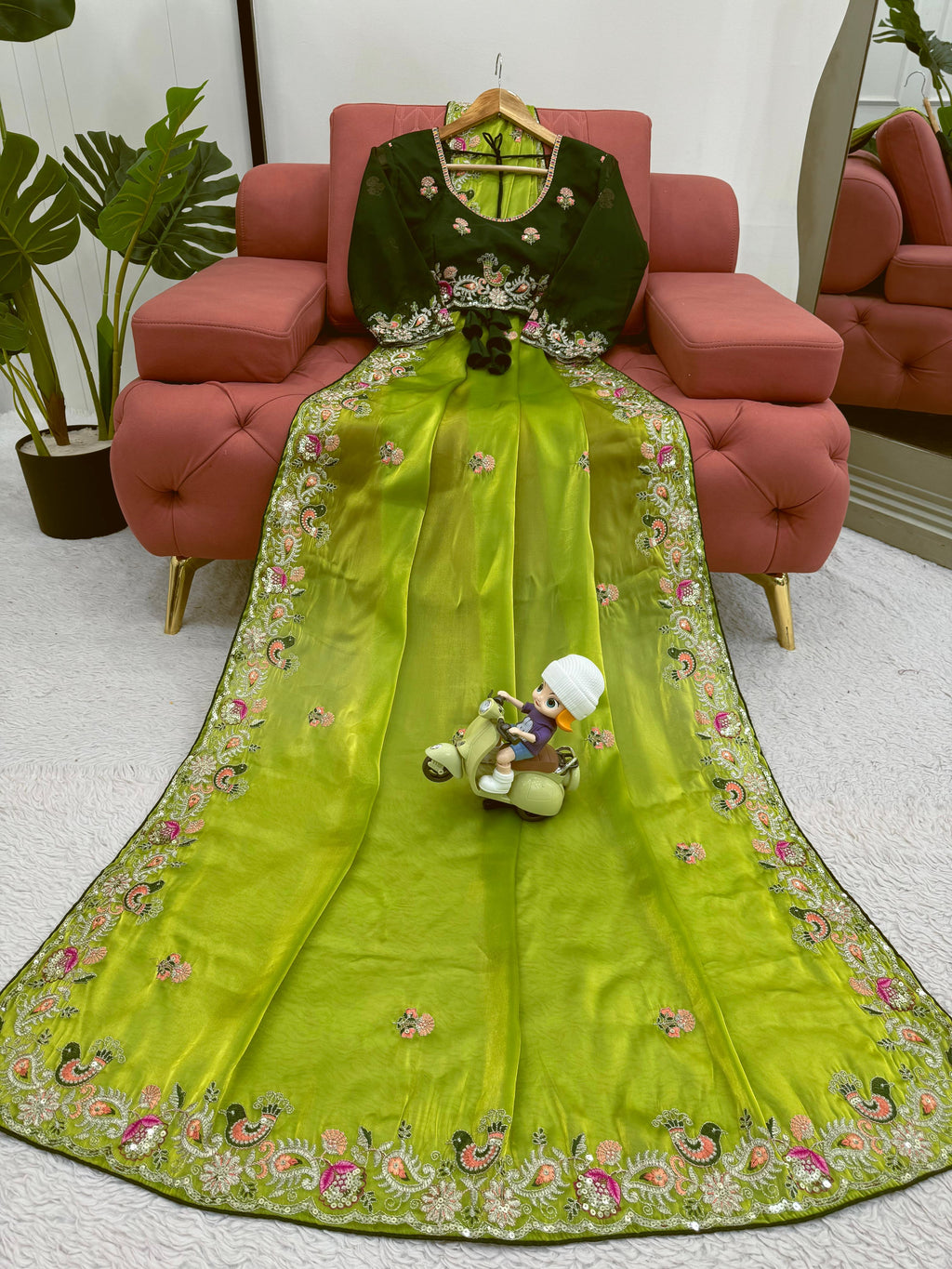 Royal Shimmer Designer Jimmy Choo Silk Saree with Thread & Sequin Work and Tibby Silk Blouse