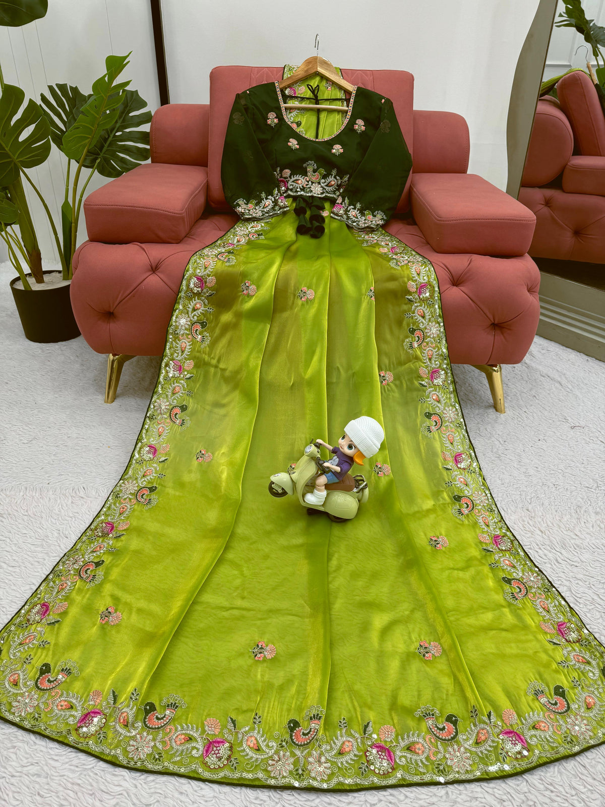 Royal Shimmer Designer Jimmy Choo Silk Saree with Thread & Sequin Work and Tibby Silk Blouse