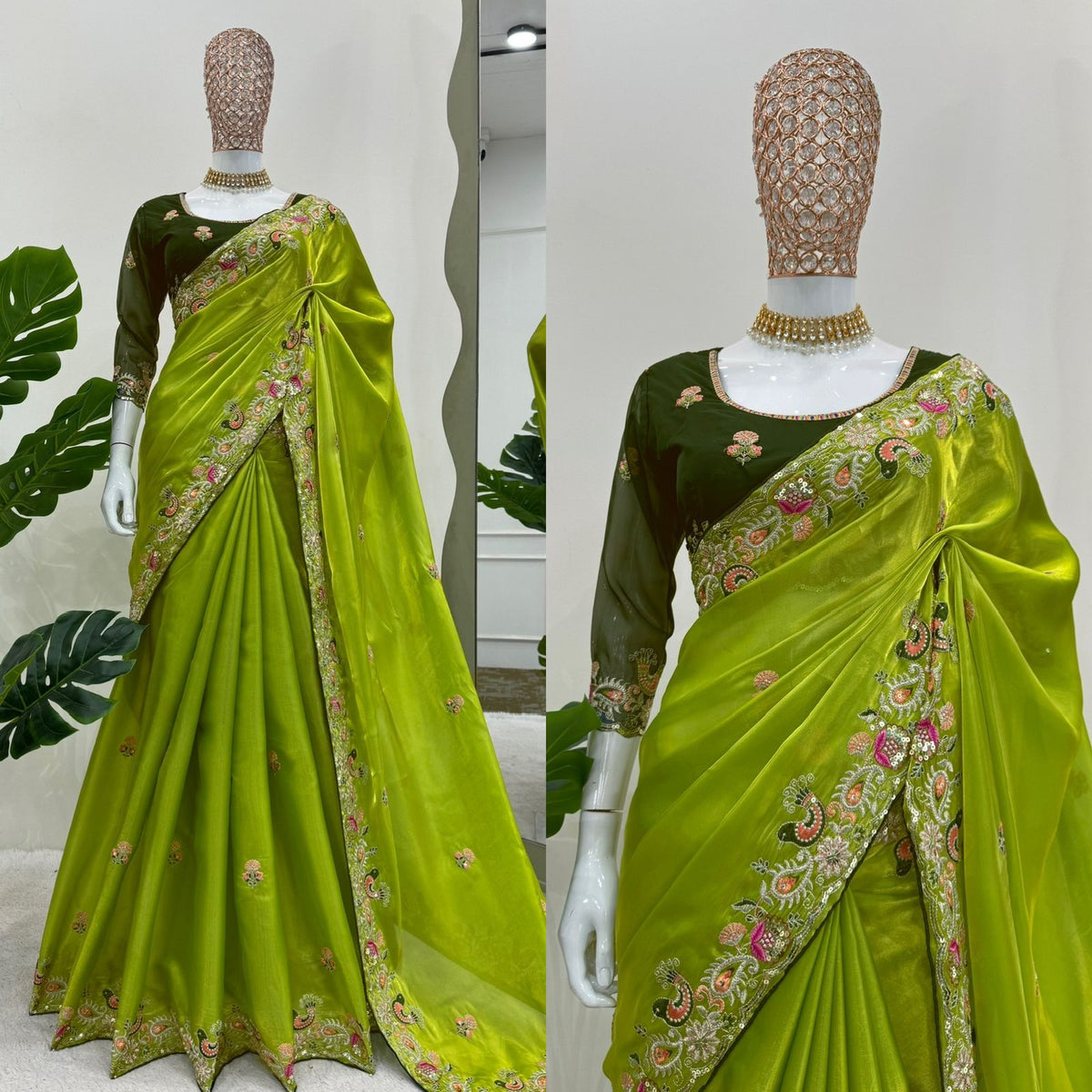 Royal Shimmer Designer Jimmy Choo Silk Saree with Thread & Sequin Work and Tibby Silk Blouse