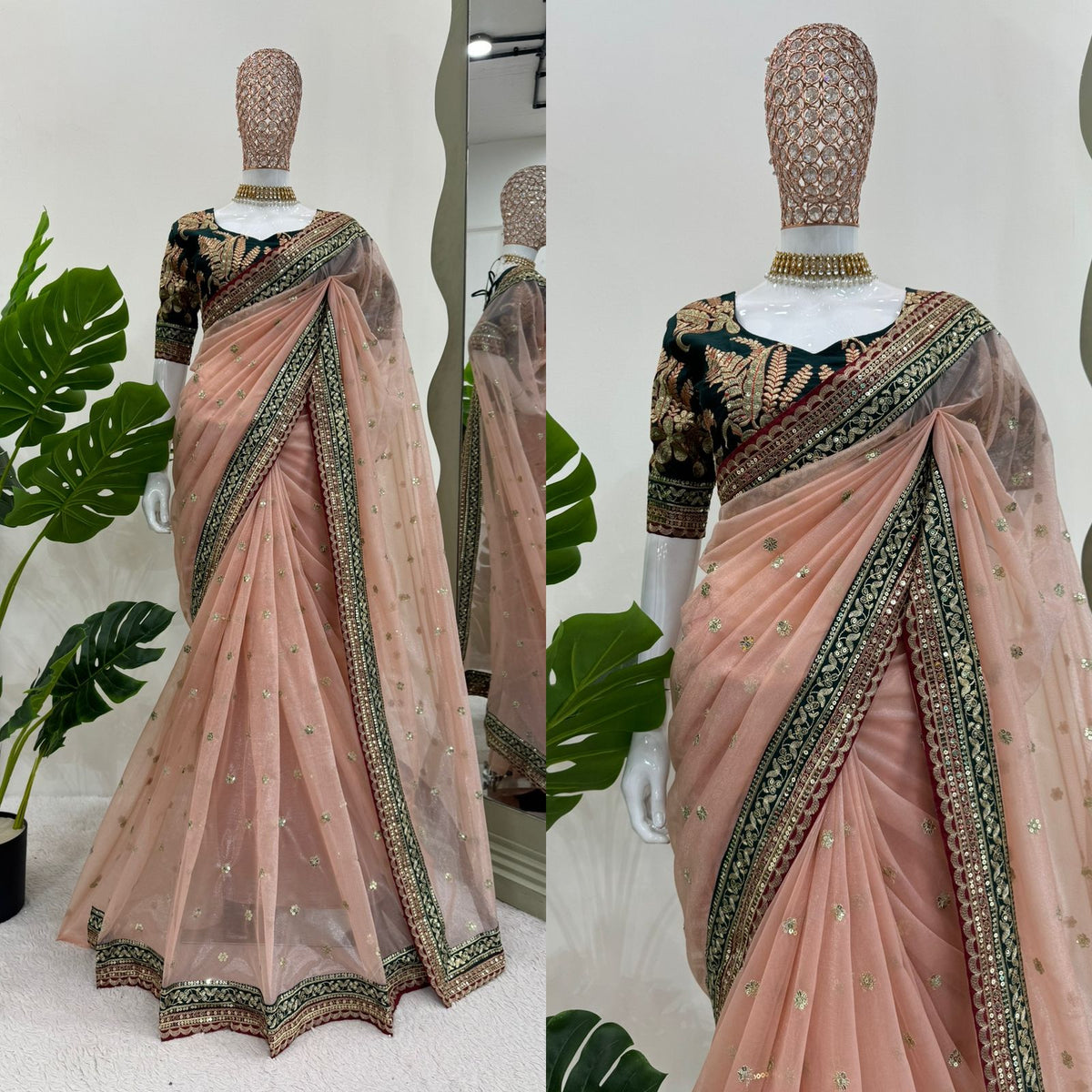 Ethereal Glamour Twil Net Designer Saree with Thread & Sequin Work and Banglory Silk Blouse