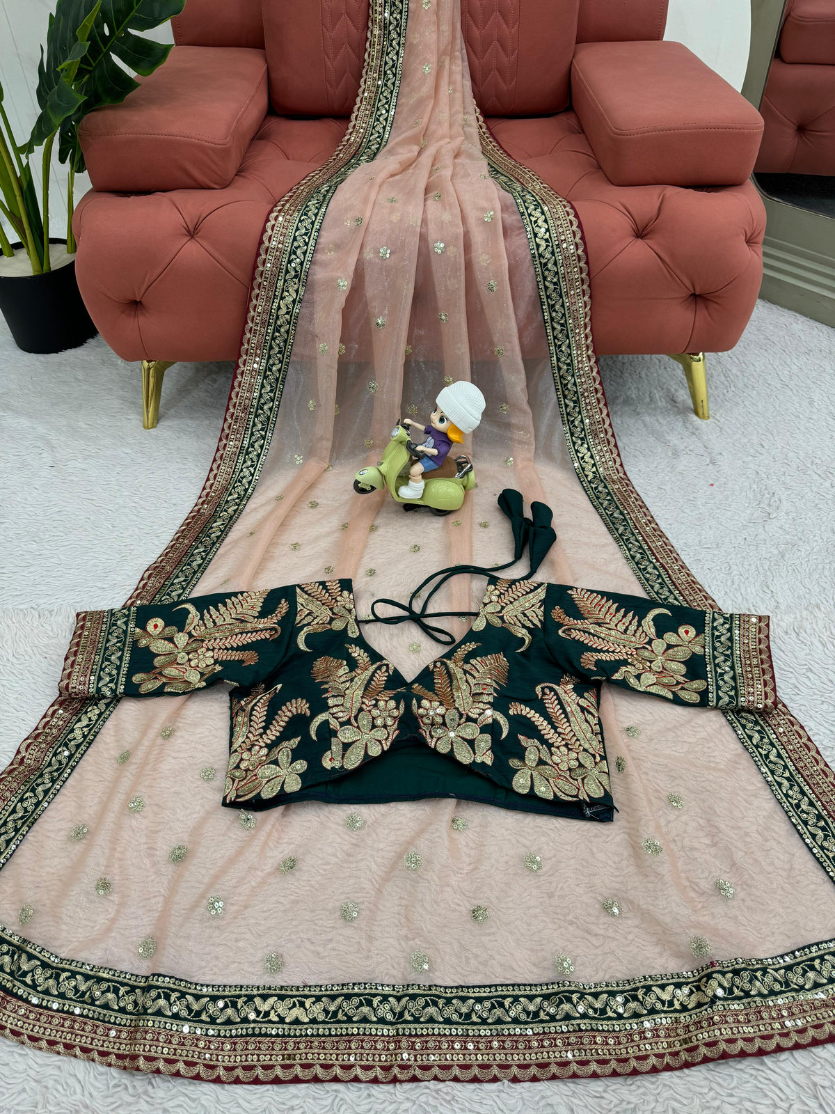 Ethereal Glamour Twil Net Designer Saree with Thread & Sequin Work and Banglory Silk Blouse