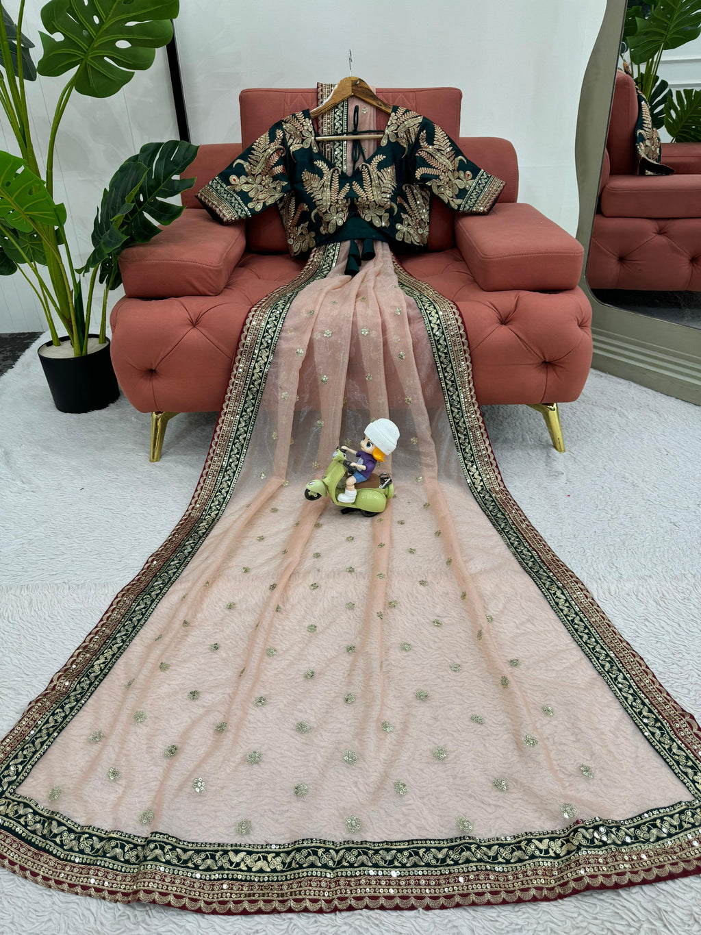 Ethereal Glamour Twil Net Designer Saree with Thread & Sequin Work and Banglory Silk Blouse