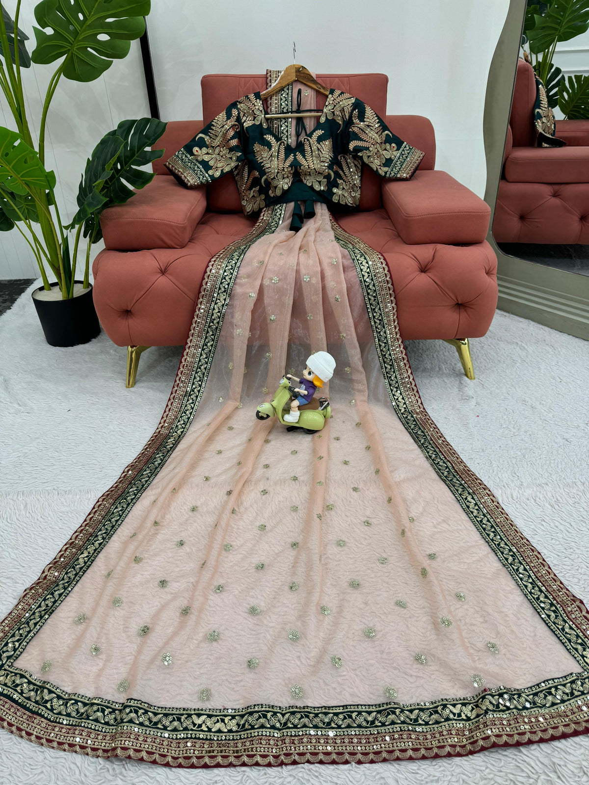 Ethereal Glamour Twil Net Designer Saree with Thread & Sequin Work and Banglory Silk Blouse