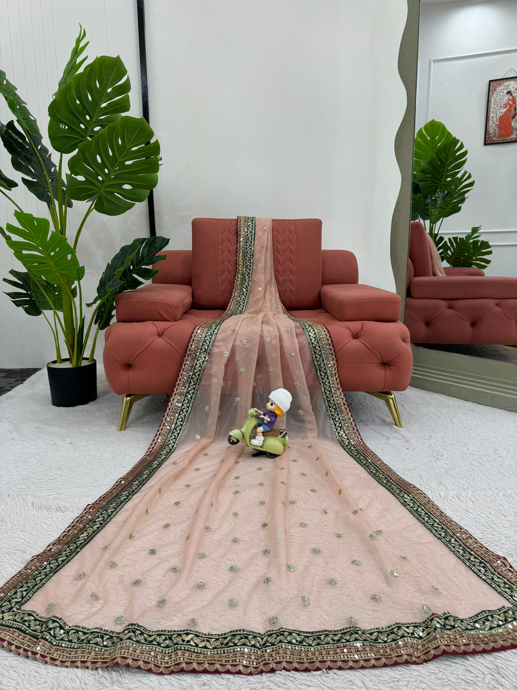 Ethereal Glamour Twil Net Designer Saree with Thread & Sequin Work and Banglory Silk Blouse