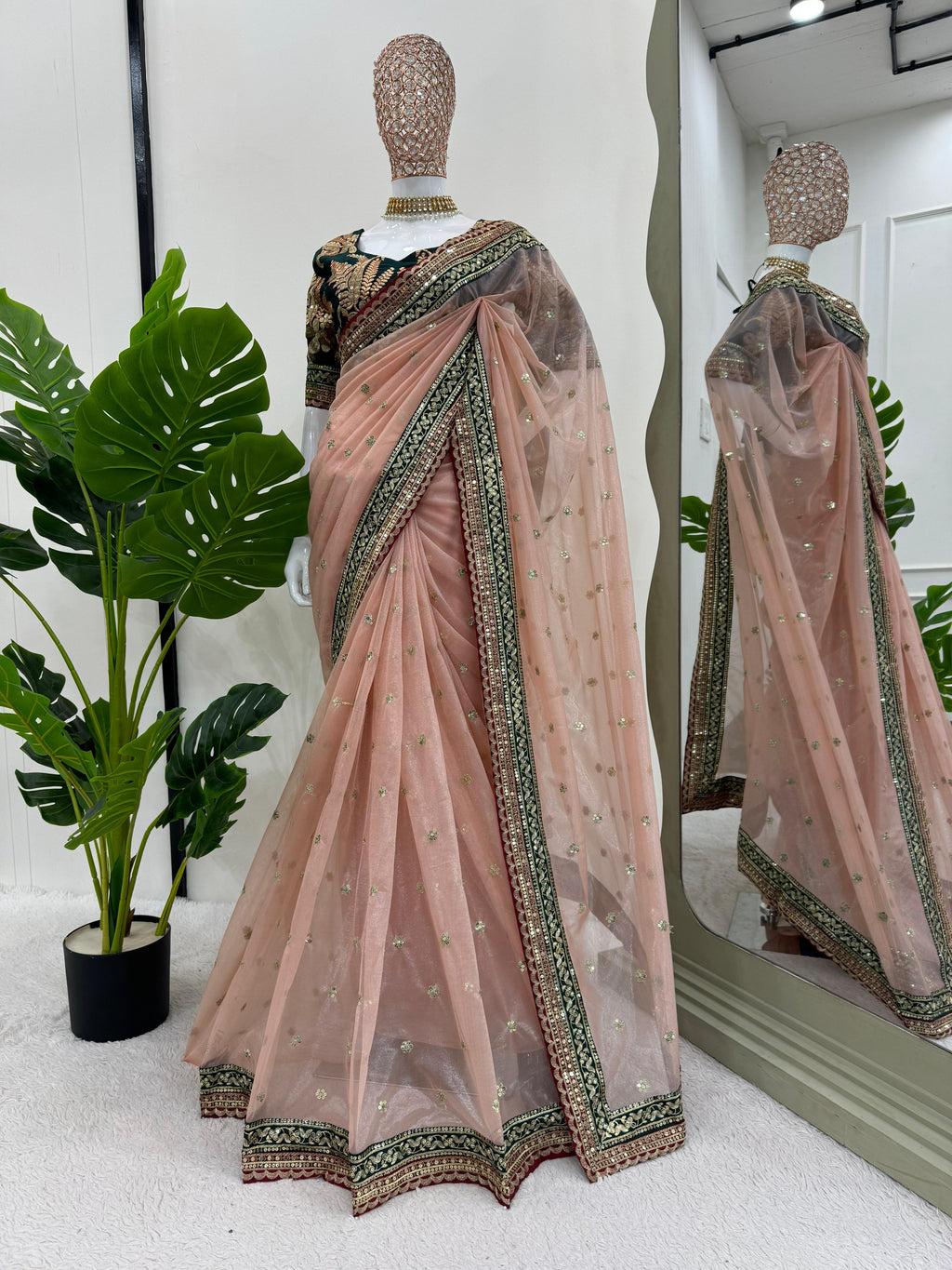 Ethereal Glamour Twil Net Designer Saree with Thread & Sequin Work and Banglory Silk Blouse