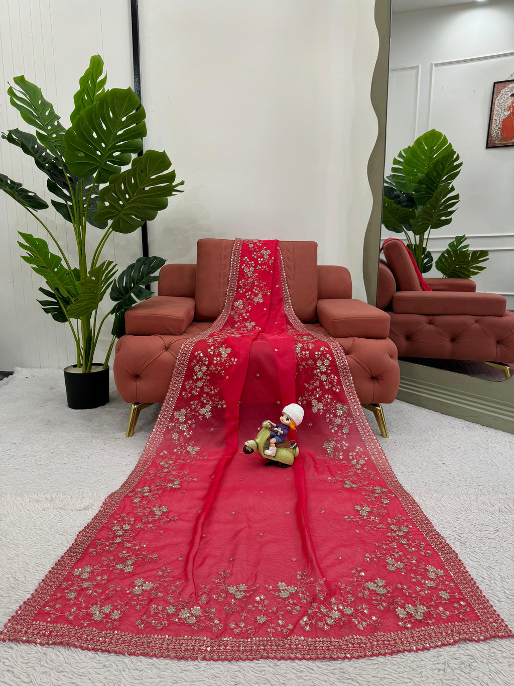 Royal Radiance Premium Tibby Silk Saree with Thread & Sequin Work & Designer Blouse