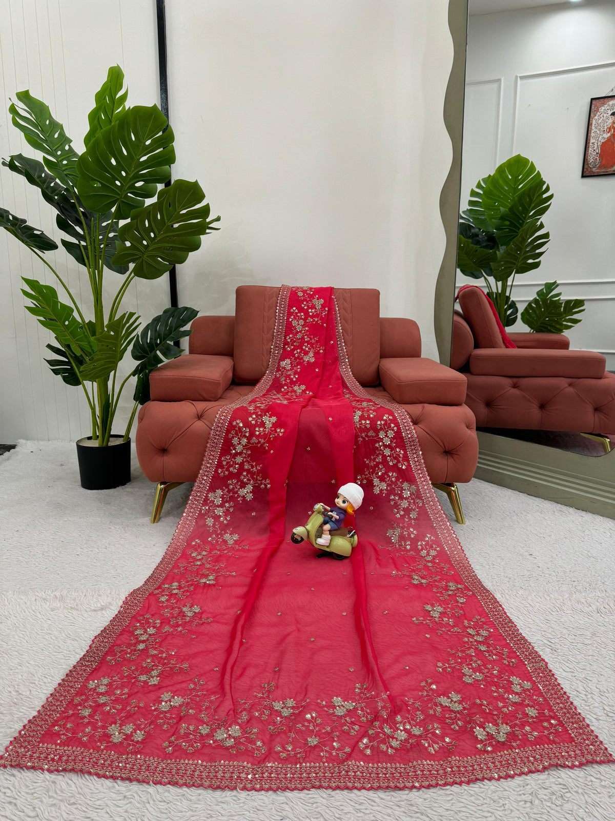 Royal Radiance Premium Tibby Silk Saree with Thread & Sequin Work & Designer Blouse