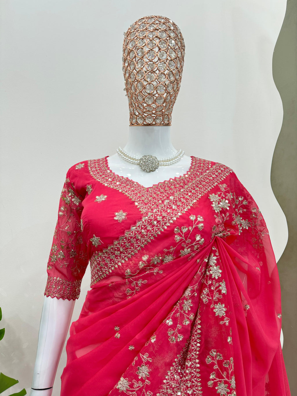 Royal Radiance Premium Tibby Silk Saree with Thread & Sequin Work & Designer Blouse
