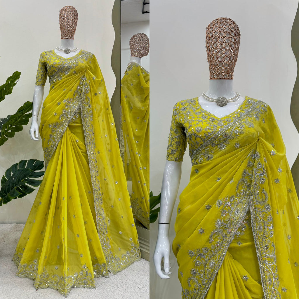 Regal Radiance Luxury Tibby Silk Saree with Exquisite Thread & Sequin Work