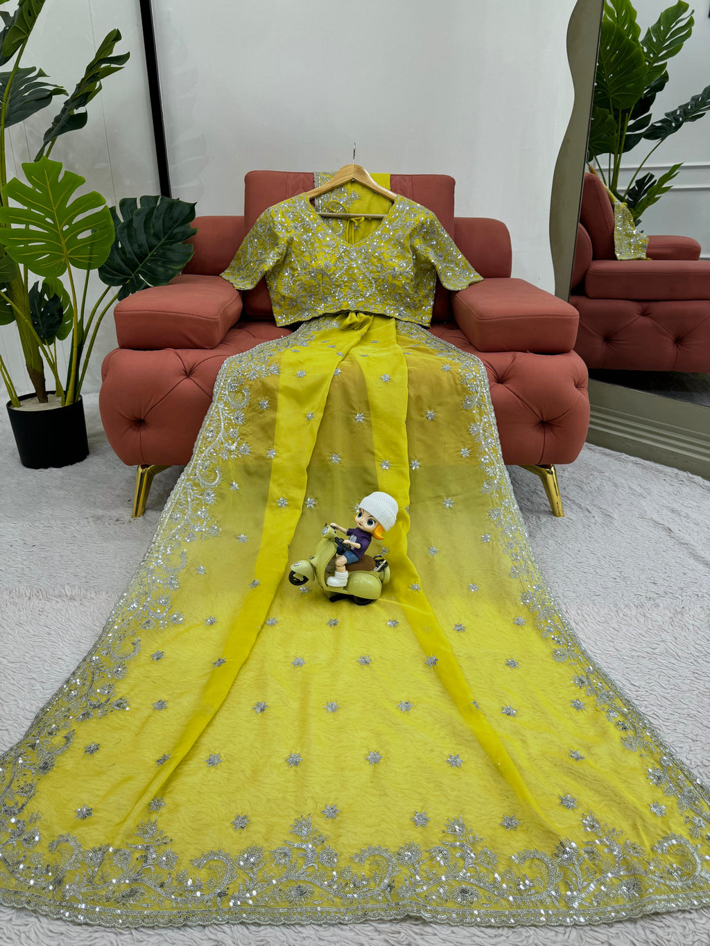 Regal Radiance Luxury Tibby Silk Saree with Exquisite Thread & Sequin Work