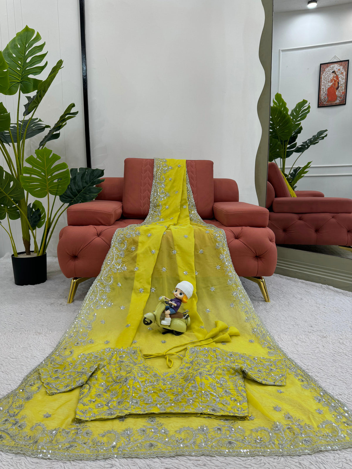 Regal Radiance Luxury Tibby Silk Saree with Exquisite Thread & Sequin Work