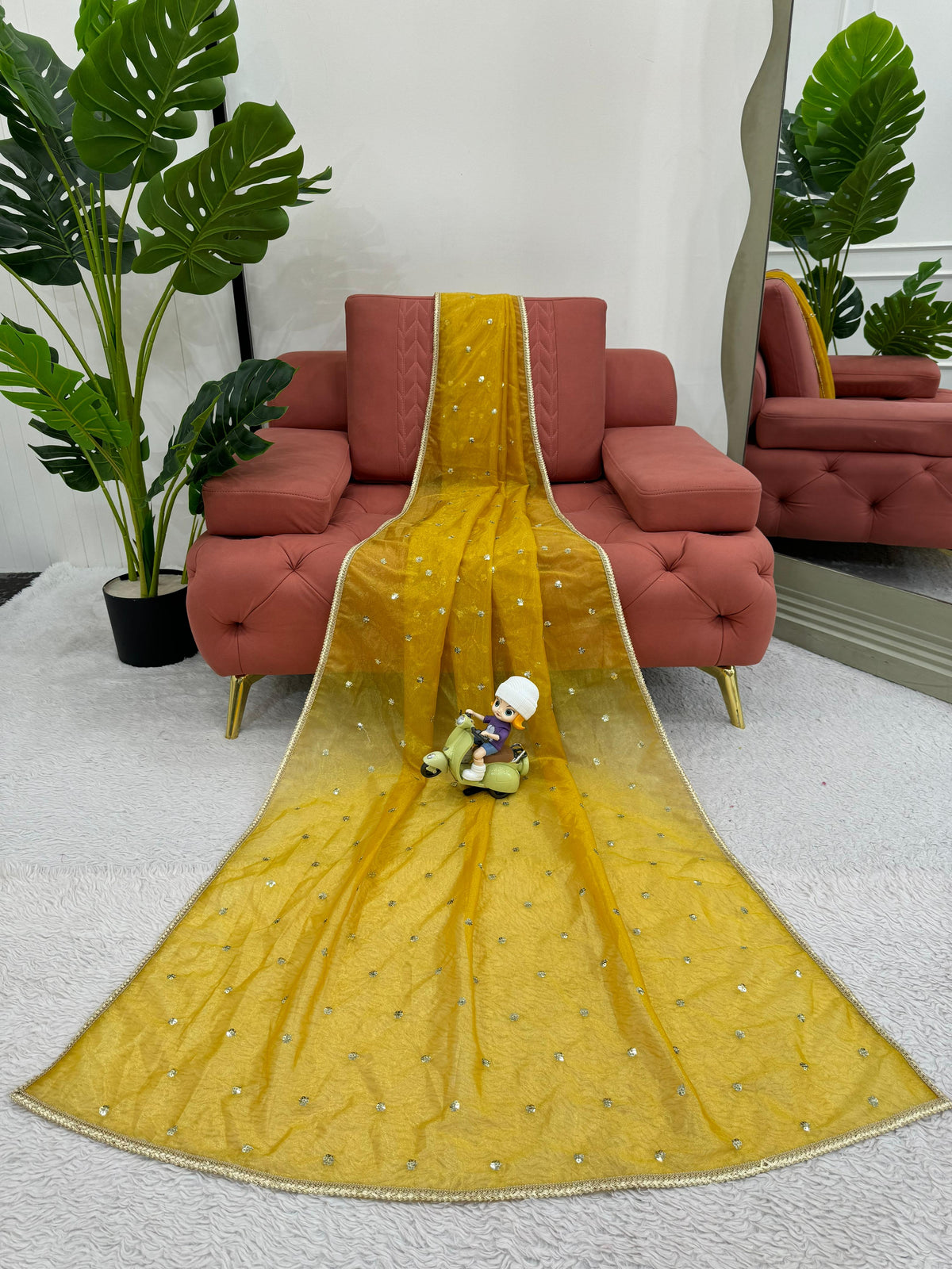 Ethereal Lace Glamour Heavy Twill Net Saree with Thread & Sequin Work & Designer Blouse