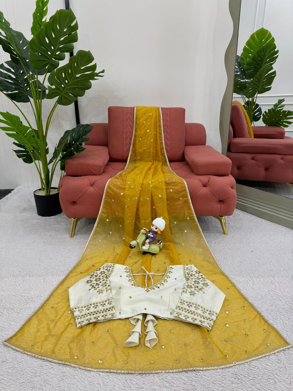 Ethereal Lace Glamour Heavy Twill Net Saree with Thread & Sequin Work & Designer Blouse