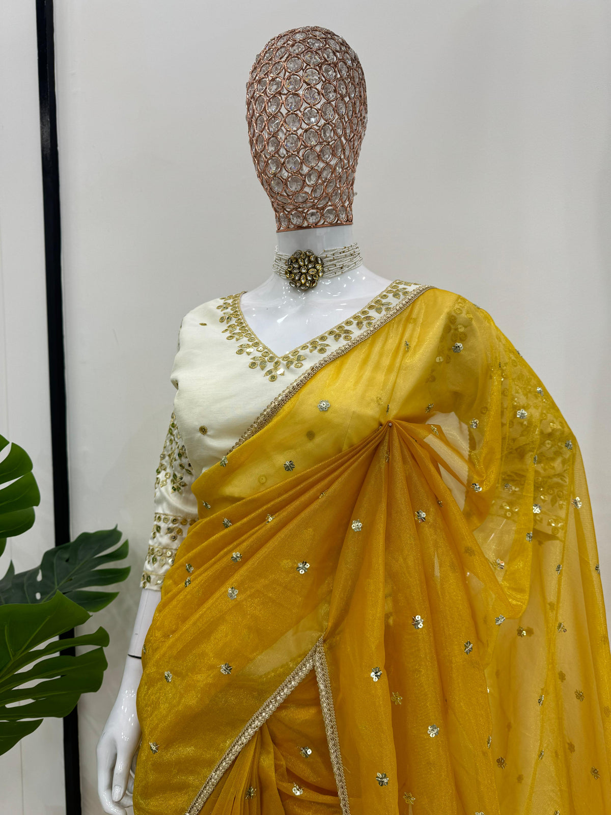 Ethereal Lace Glamour Heavy Twill Net Saree with Thread & Sequin Work & Designer Blouse