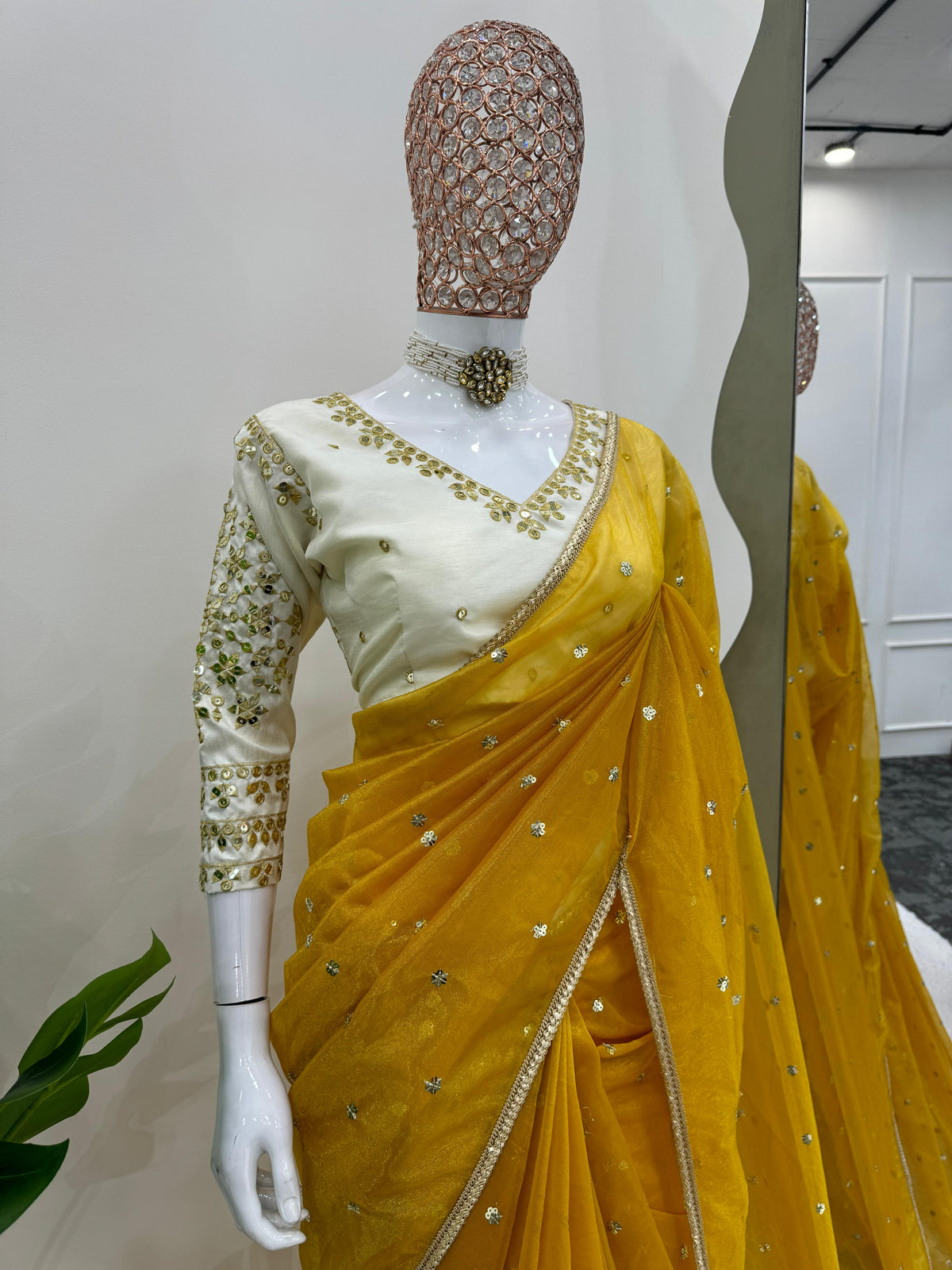 Ethereal Lace Glamour Heavy Twill Net Saree with Thread & Sequin Work & Designer Blouse