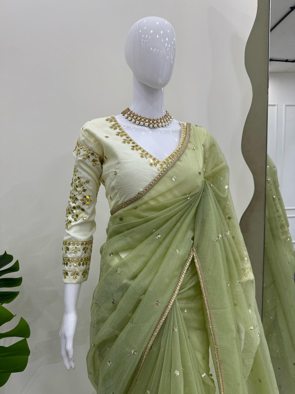 Ethereal Lace Glamour Heavy Twill Net Saree with Thread & Sequin Work & Designer Blouse