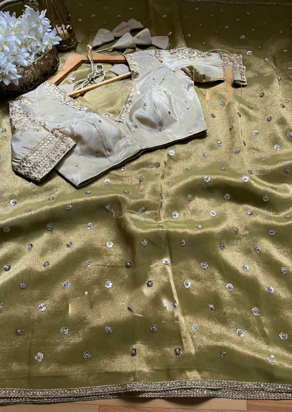 Ethereal Lace Glamour Heavy Twill Net Saree with Thread & Sequin Work & Designer Blouse