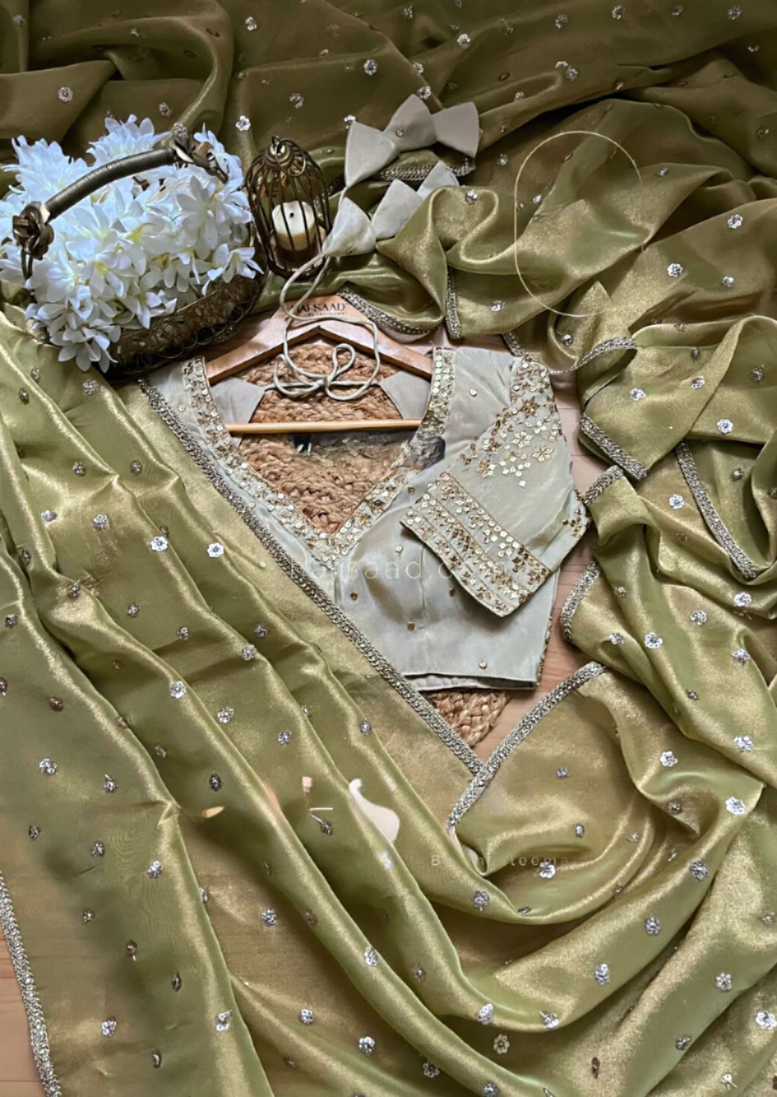 Ethereal Lace Glamour Heavy Twill Net Saree with Thread & Sequin Work & Designer Blouse
