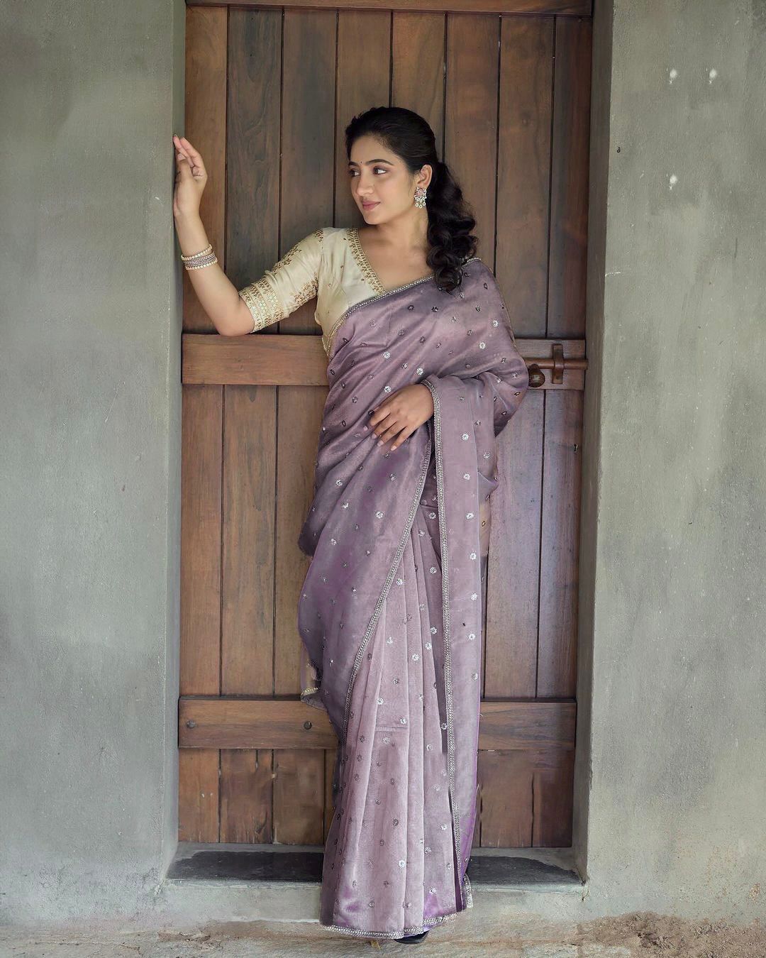 Ethereal Lace Glamour Heavy Twill Net Saree with Thread & Sequin Work & Designer Blouse