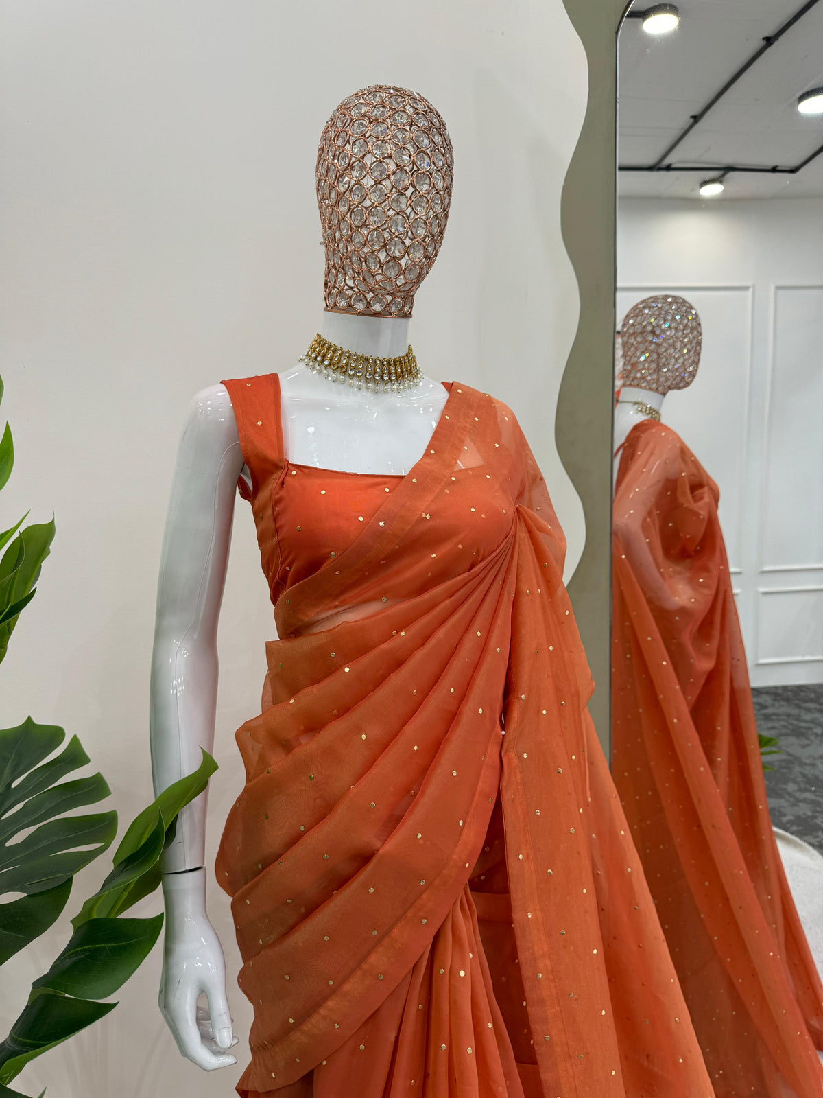 Royal Mukesh Elegance Chimar Tissue Silk Saree with Heavy Fancy Lace & Designer Blouse