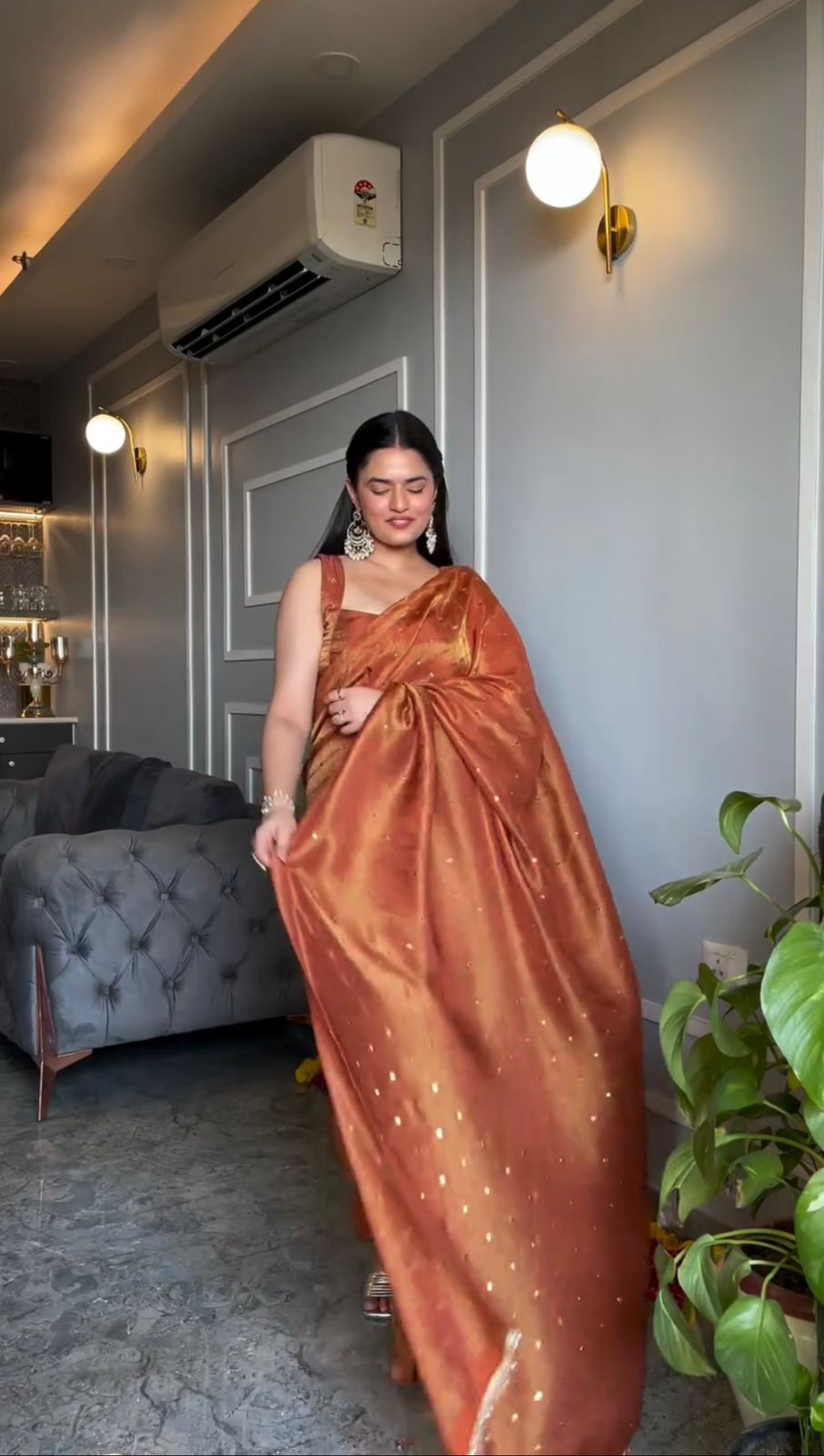 Royal Mukesh Elegance Chimar Tissue Silk Saree with Heavy Fancy Lace & Designer Blouse