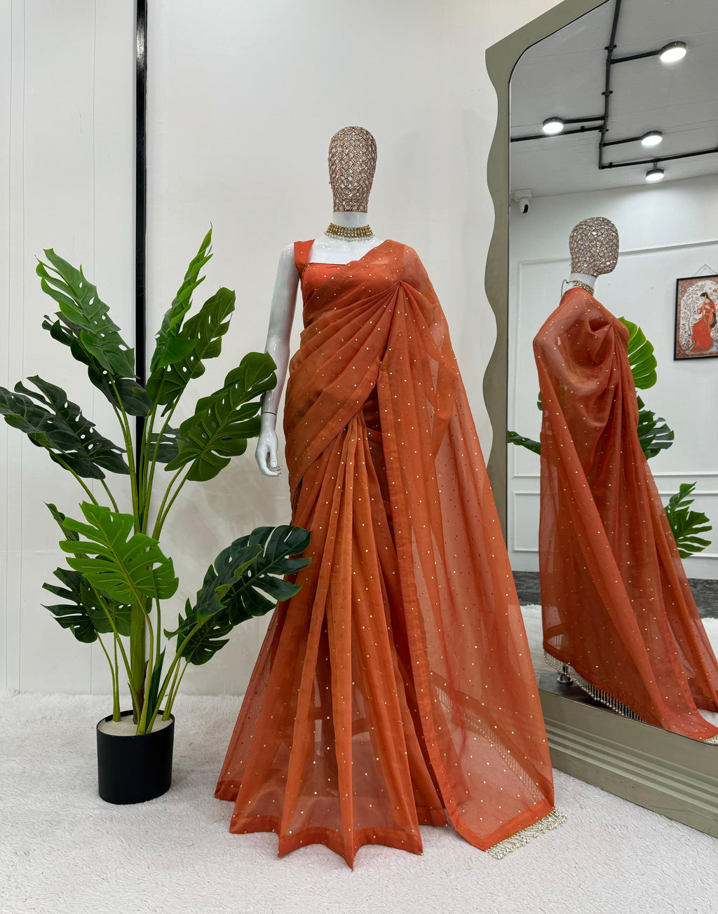 Royal Mukesh Elegance Chimar Tissue Silk Saree with Heavy Fancy Lace & Designer Blouse