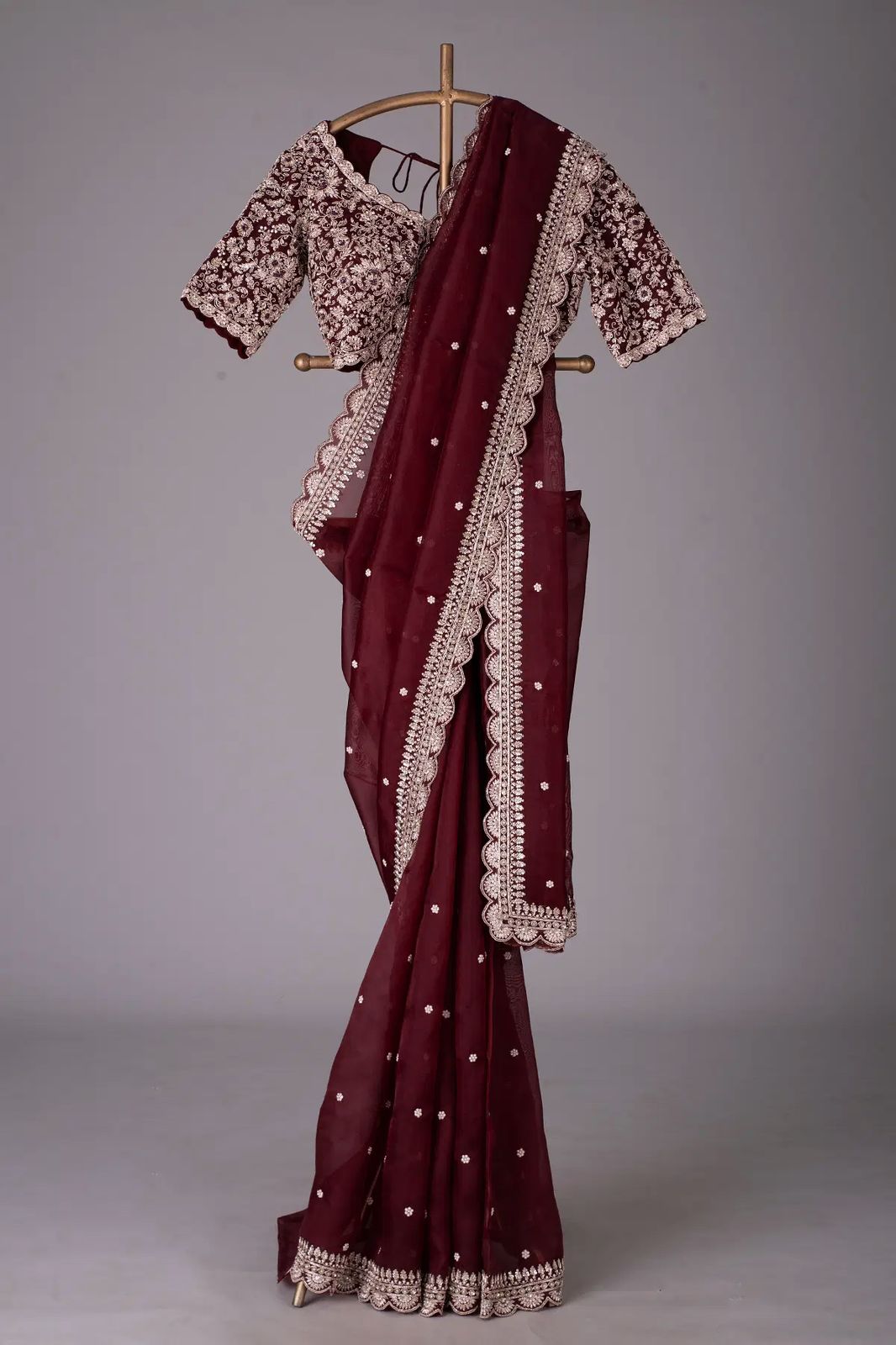 Royal Luxe Heavy Tibby Silk Saree with Thread & Sequin Work and Designer Banglory Silk Blouse