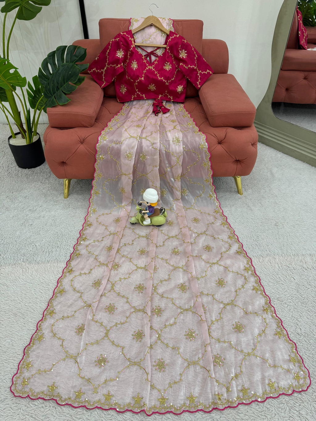 Heavy Zimmy Choo Designer Saree with Thread & Sequin Work