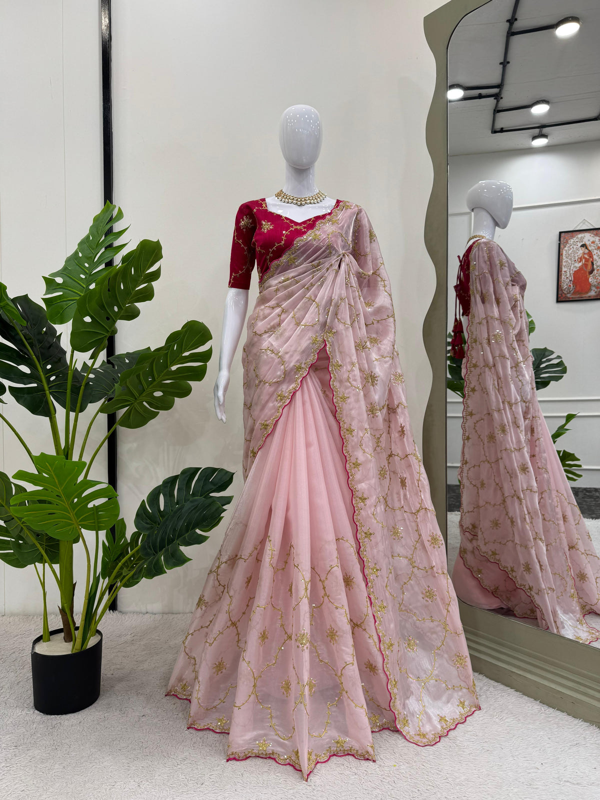 Heavy Zimmy Choo Designer Saree with Thread & Sequin Work