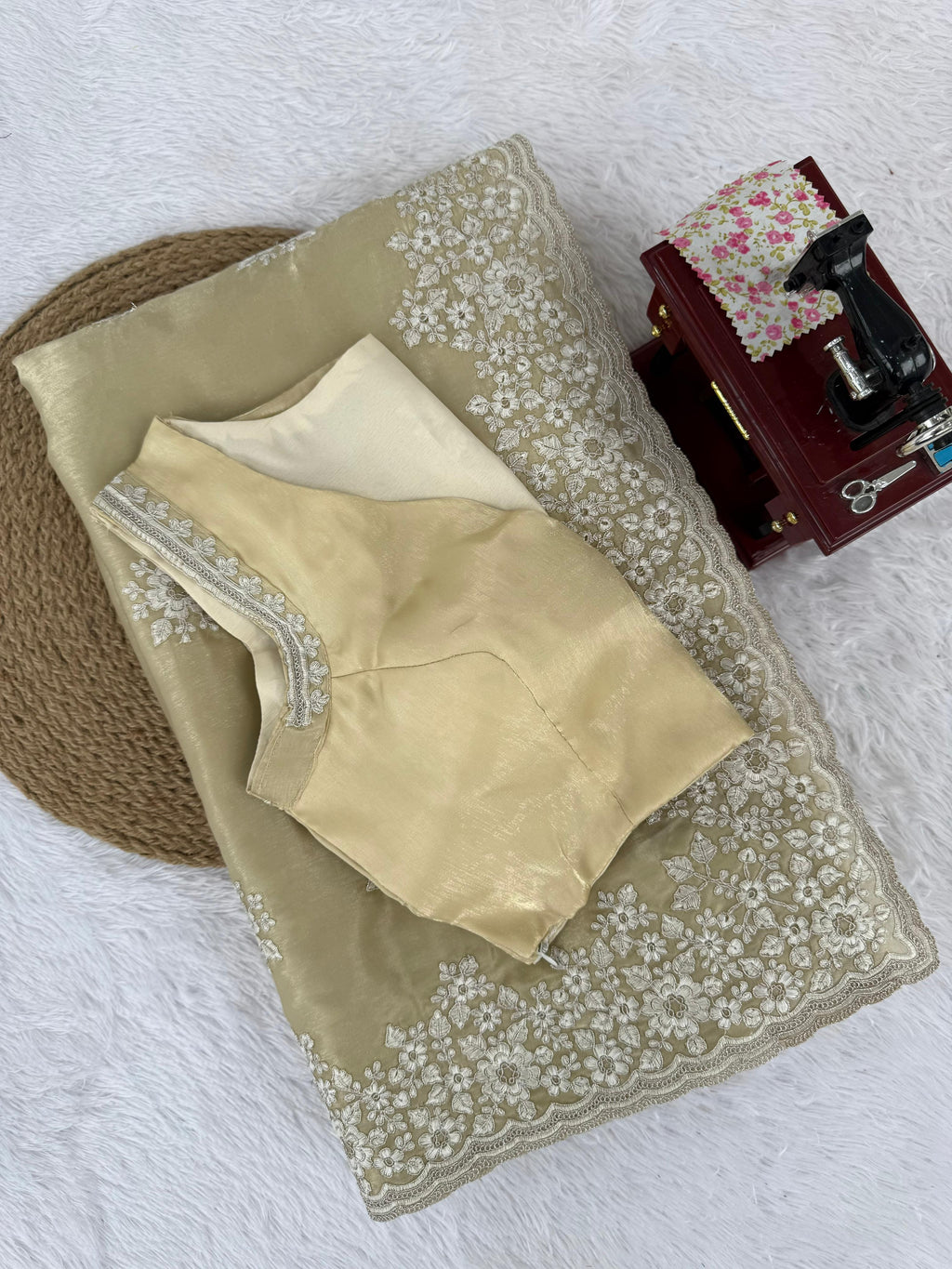 Jimmy Choo Saree with Elegant Coding & Thread Embroidery