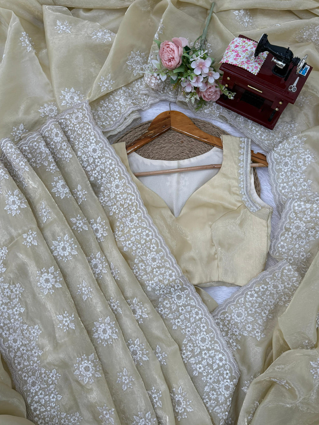 Jimmy Choo Saree with Elegant Coding & Thread Embroidery