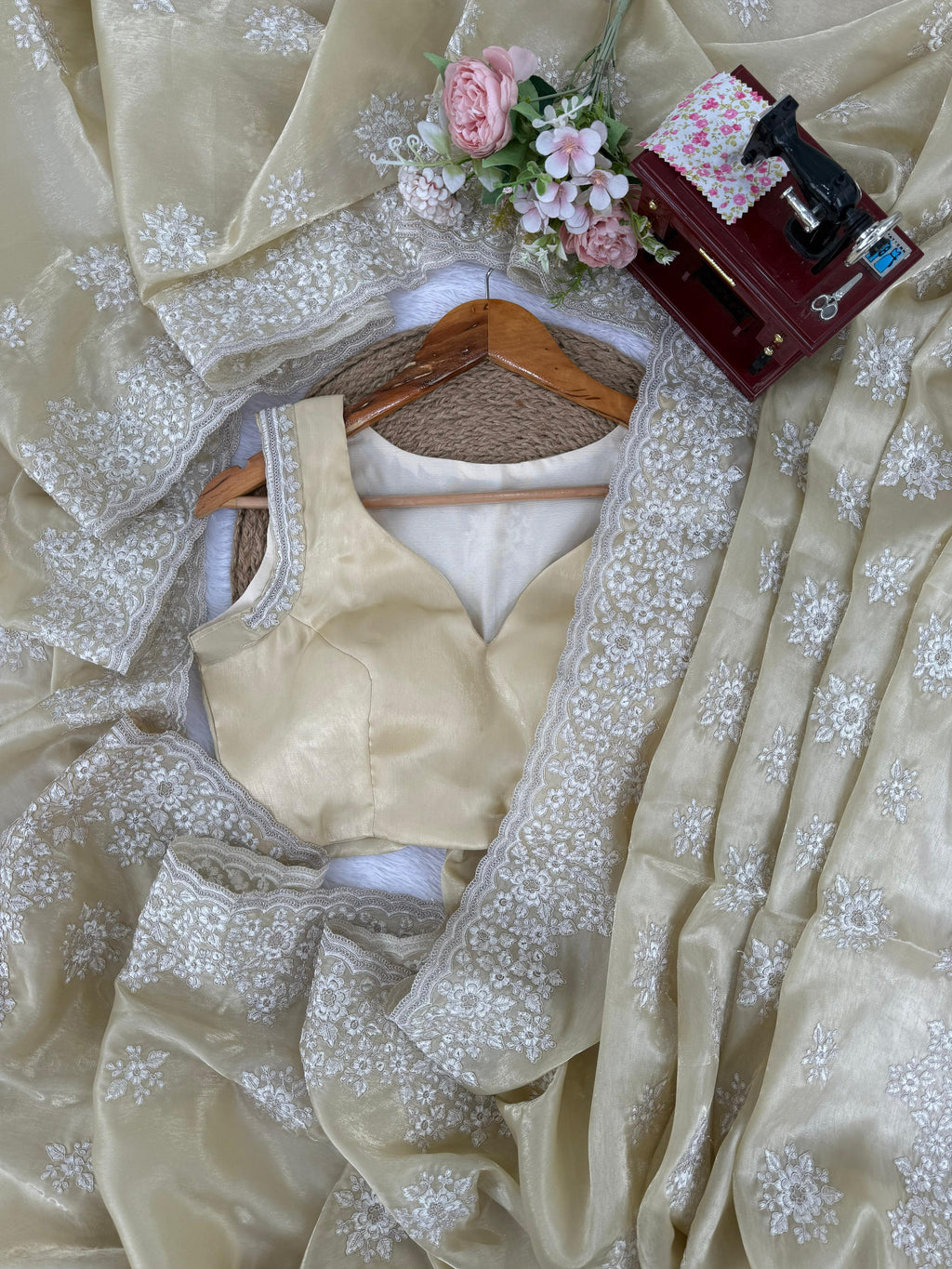 Jimmy Choo Saree with Elegant Coding & Thread Embroidery