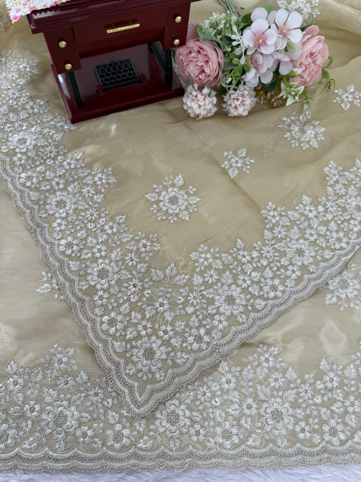 Jimmy Choo Saree with Elegant Coding & Thread Embroidery