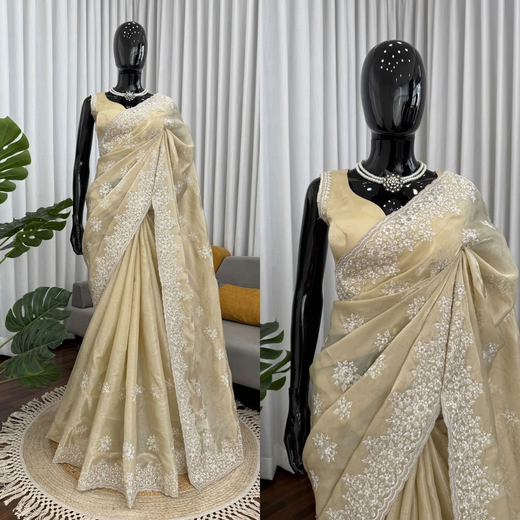 Jimmy Choo Saree with Elegant Coding & Thread Embroidery